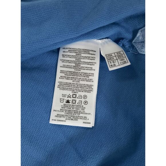 Brooks Brothers 1818 Men 2XL Slim Fit Knit Polo Long Sleeve Blue Embroider Logo - Picture 7 of 9